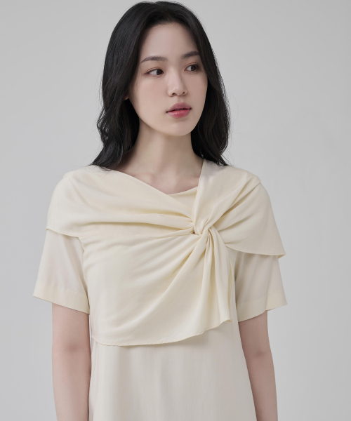 HYEYEONG KIM(ヘヨン キム)の「シルクインターレースショートスリーブドレス-アイボリー(ワンピース・レディース・その他・SMALL/MEDIUM)」の2枚目の写真