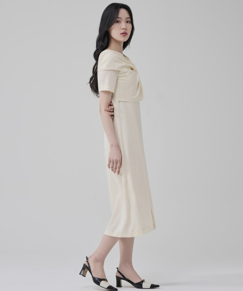 HYEYEONG KIM(ヘヨン キム)の「シルクインターレースショートスリーブドレス-アイボリー(ワンピース・レディース・その他・SMALL/MEDIUM)」の3枚目の写真
