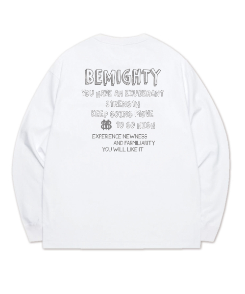 BEMIGHTY（ビーマイティー）の「ハンドレタリング袖リブ長袖Tシャツ[ホワイト]（Tシャツ/カットソー・メンズ・その他・LARGE/X-LARGE/XX-LARGE）」の3枚目の写真