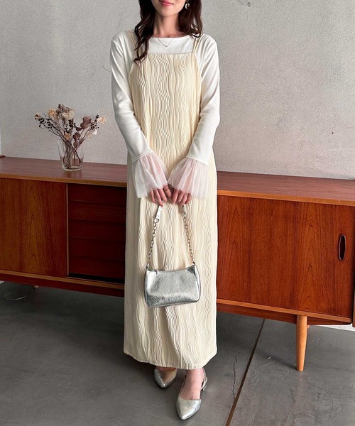 GeeRA（ジーラ）の「全骨格対応！ウェーブジャガードキャミワンピース（ワンピース・レディース・ブラウン/アイボリー/ブラック・X-LARGE/LARGE/MEDIUM）」の4枚目の写真