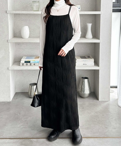 GeeRA（ジーラ）の「全骨格対応！ウェーブジャガードキャミワンピース（ワンピース・レディース・ブラウン/アイボリー/ブラック・X-LARGE/LARGE/MEDIUM）」の8枚目の写真