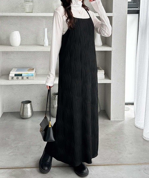 GeeRA（ジーラ）の「全骨格対応！ウェーブジャガードキャミワンピース（ワンピース・レディース・ブラウン/アイボリー/ブラック・X-LARGE/LARGE/MEDIUM）」の9枚目の写真