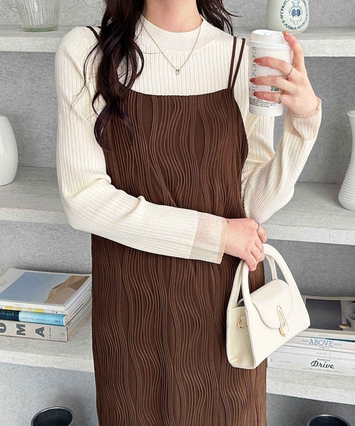 GeeRA（ジーラ）の「全骨格対応！ウェーブジャガードキャミワンピース（ワンピース・レディース・ブラウン/アイボリー/ブラック・X-LARGE/LARGE/MEDIUM）」の12枚目の写真