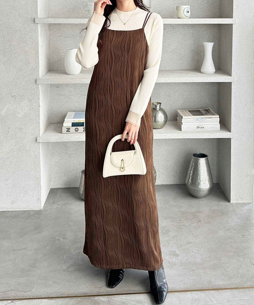 GeeRA（ジーラ）の「全骨格対応！ウェーブジャガードキャミワンピース（ワンピース・レディース・ブラウン/アイボリー/ブラック・X-LARGE/LARGE/MEDIUM）」の13枚目の写真