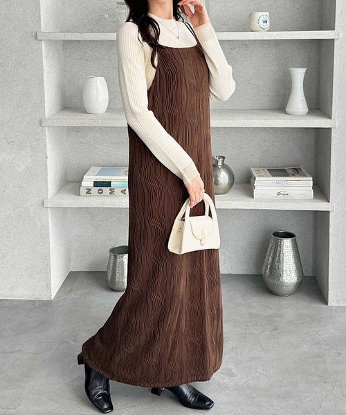 GeeRA（ジーラ）の「全骨格対応！ウェーブジャガードキャミワンピース（ワンピース・レディース・ブラウン/アイボリー/ブラック・X-LARGE/LARGE/MEDIUM）」の15枚目の写真