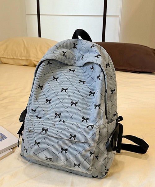 VIBGYOR（ヴィブジョー）の「urbanfemine./リボンコーデュロイリュックサック U7589（バックパック/リュック・レディース・グレー/ブルー/ブラック/ブラウン/ホワイト/ピンク・FREE）」の5枚目の写真