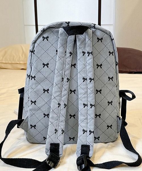 VIBGYOR（ヴィブジョー）の「urbanfemine./リボンコーデュロイリュックサック U7589（バックパック/リュック・レディース・グレー/ブルー/ブラック/ブラウン/ホワイト/ピンク・FREE）」の9枚目の写真