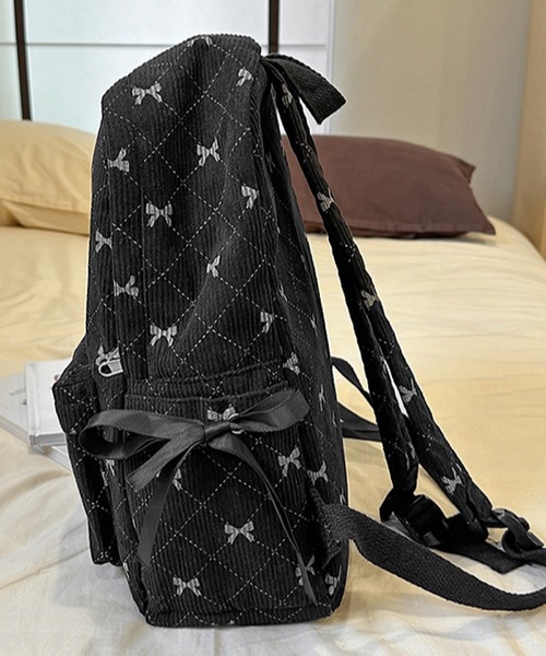 VIBGYOR（ヴィブジョー）の「urbanfemine./リボンコーデュロイリュックサック U7589（バックパック/リュック・レディース・グレー/ブルー/ブラック/ブラウン/ホワイト/ピンク・FREE）」の10枚目の写真