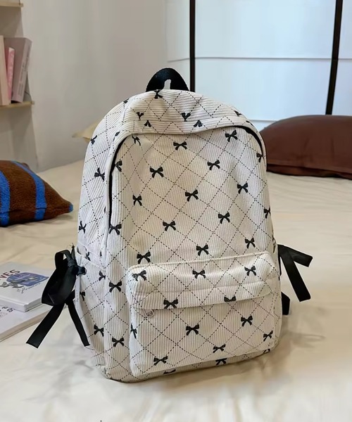 VIBGYOR（ヴィブジョー）の「urbanfemine./リボンコーデュロイリュックサック U7589（バックパック/リュック・レディース・グレー/ブルー/ブラック/ブラウン/ホワイト/ピンク・FREE）」の12枚目の写真