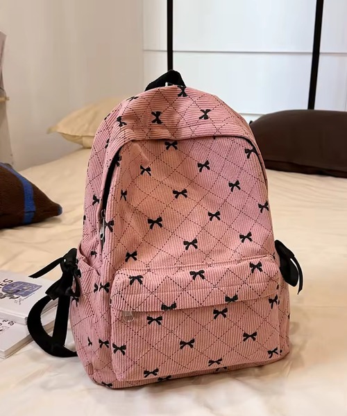 VIBGYOR（ヴィブジョー）の「urbanfemine./リボンコーデュロイリュックサック U7589（バックパック/リュック・レディース・グレー/ブルー/ブラック/ブラウン/ホワイト/ピンク・FREE）」の13枚目の写真
