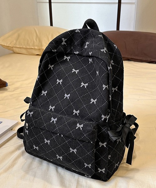VIBGYOR（ヴィブジョー）の「urbanfemine./リボンコーデュロイリュックサック U7589（バックパック/リュック・レディース・グレー/ブルー/ブラック/ブラウン/ホワイト/ピンク・FREE）」の14枚目の写真