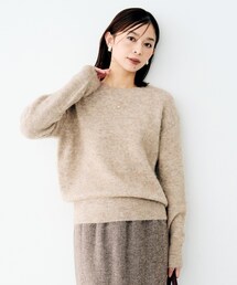 ヘアリークルーネックニット