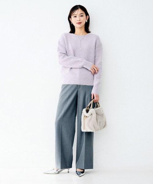 UNTITLED(アンタイトル)の「ヘアリークルーネックニット(ニット/セーター・レディース・ベージュ/ライトグレー・02)」の10枚目の写真