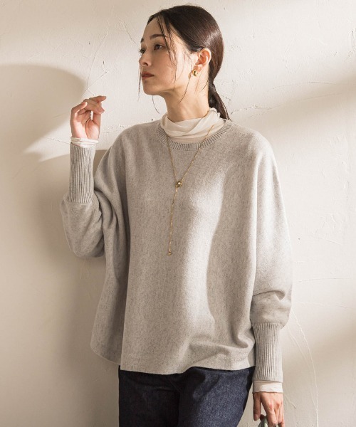 LAUTREAMONT（ロートレアモン）の「ファインメリノウールドルマンニット≪洗える≫（ニット/セーター・レディース・キャメル/ライトグレー/ピンク/グリーン/ブルー・9号）」の2枚目の写真