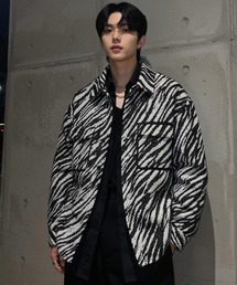 美品　近年モデル　ハチヤーズ　ZEBRA 2G　ニットジャケット ブラック　L A'GEM/9 × .kom 『BENUSTA/ベヌスタ』Zebra Texture Jacquard Shirt