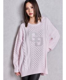 ニット/セーター（ピンク/桃色系・ワンポイント）ファッション通販