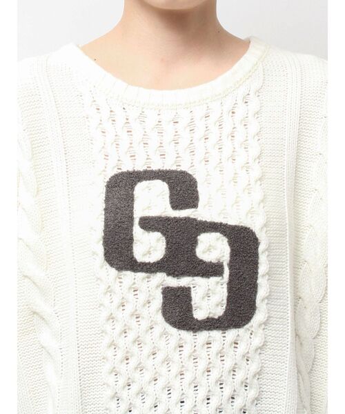 GYDA(ジェイダ)の「GGサガラ刺繍ケーブルニットトップス(ニット/セーター・レディース・ブラック/グレー/ピンク/オフホワイト・FREE)」の12枚目の写真