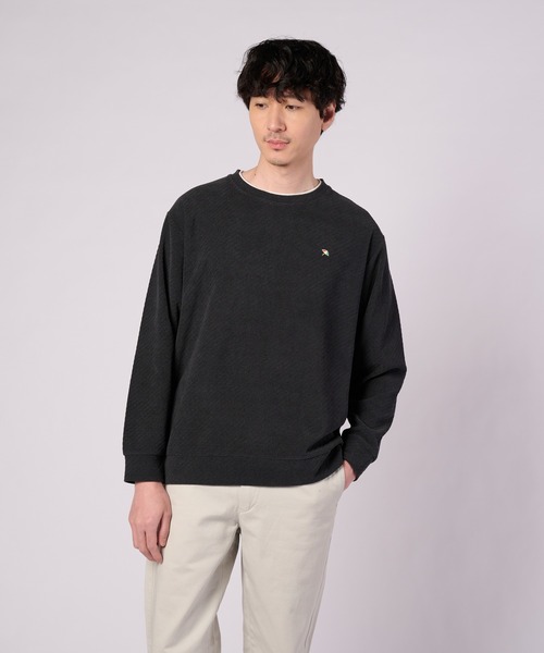 Arnold Palmer(アーノルドパーマー)の「モールジャガード シェア フェイクレイヤード プルオーバー(Tシャツ/カットソー・レディース・ダークネイビー/スモークピンク・LL/L/M/S/XS)」の1枚目の写真