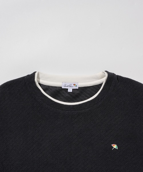 Arnold Palmer(アーノルドパーマー)の「モールジャガード シェア フェイクレイヤード プルオーバー(Tシャツ/カットソー・レディース・ダークネイビー/スモークピンク・LL/L/M/S/XS)」の4枚目の写真