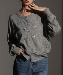 花柄×果物刺繍ニットカーディガン