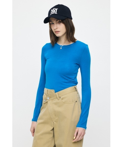 MOUSSY（マウジー）の「CONTRAST LAYER L/S Tシャツ（Tシャツ/カットソー・レディース・ライトイエロー/ブルー/杢グレー・FREE）」の4枚目の写真