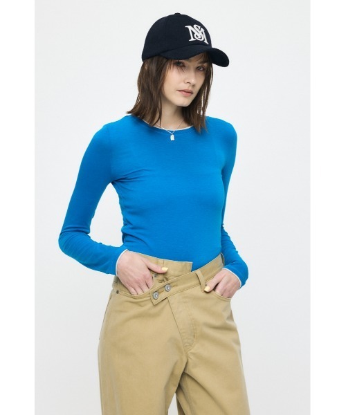 MOUSSY（マウジー）の「CONTRAST LAYER L/S Tシャツ（Tシャツ/カットソー・レディース・ライトイエロー/ブルー/杢グレー・FREE）」の7枚目の写真