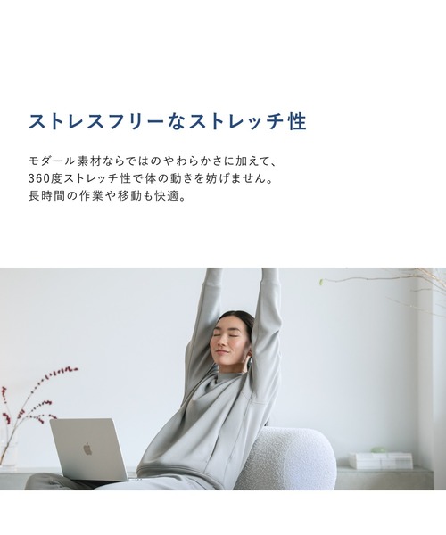 TENTIAL(テンシャル)の「ソフトストレッチ クルーネックプルオーバー(スウェット・メンズ・グレイッシュベージュ/ブラック/グレー・M/L/XL/S)」の6枚目の写真