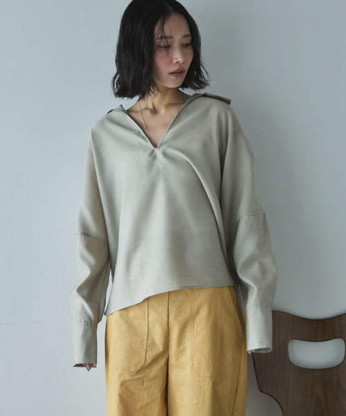 Doux archives(ドゥアルシーヴ)の「麻調シアースキッパーブラウス(シャツ/ブラウス・レディース・サックスブルー/ベージュ/オフホワイト・FREE)」の18枚目の写真