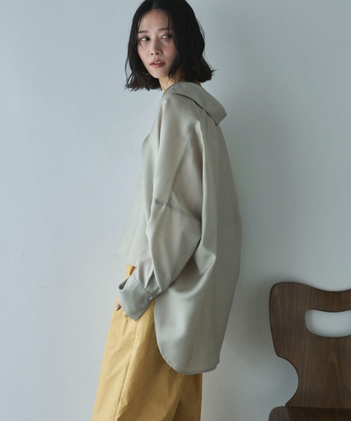Doux archives(ドゥアルシーヴ)の「麻調シアースキッパーブラウス(シャツ/ブラウス・レディース・サックスブルー/ベージュ/オフホワイト・FREE)」の19枚目の写真