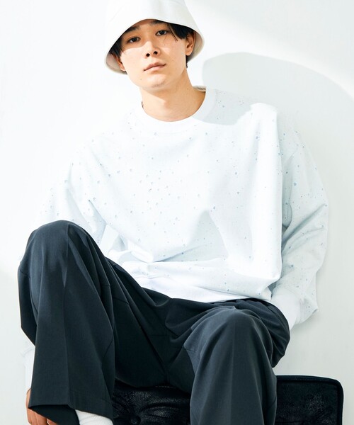 GLOSTER（グロスター）の「星穴ネップボンディング クルーネックスウェット（スウェット・メンズ・ライトグレー/ネイビー/オフホワイト/ブラック・L/M/S）」の2枚目の写真