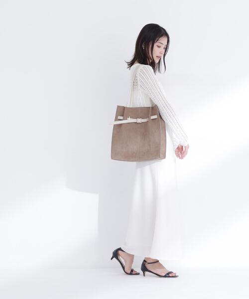 NATURAL BEAUTY BASIC（ナチュラルビューティーベーシック）の「【Oggi5月号掲載】◇スウェードタックベルトトートバッグ（トートバッグ・レディース・ベージュ系その他/グリーン系その他6・ﾌﾘ-）」の3枚目の写真