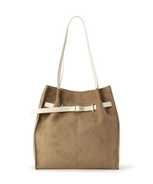 NATURAL BEAUTY BASIC（ナチュラルビューティーベーシック）の「【Oggi5月号掲載】◇スウェードタックベルトトートバッグ（トートバッグ・レディース・ベージュ系その他/グリーン系その他6・ﾌﾘ-）」の4枚目の写真