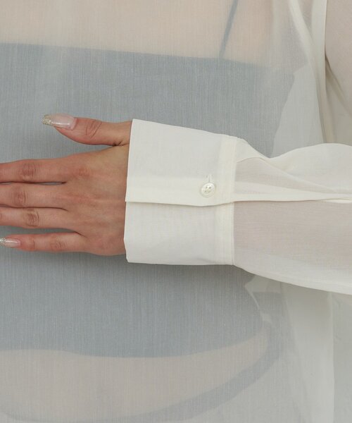 GALLARDAGALANTE（ガリャルダガランテ）の「【手洗い可】シアーボウタイブラウス（シャツ/ブラウス・レディース・ライトグレー/オフホワイト・FREE）」の14枚目の写真