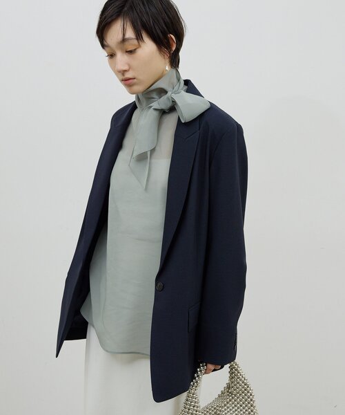 GALLARDAGALANTE（ガリャルダガランテ）の「【手洗い可】シアーボウタイブラウス（シャツ/ブラウス・レディース・ライトグレー/オフホワイト・FREE）」の11枚目の写真