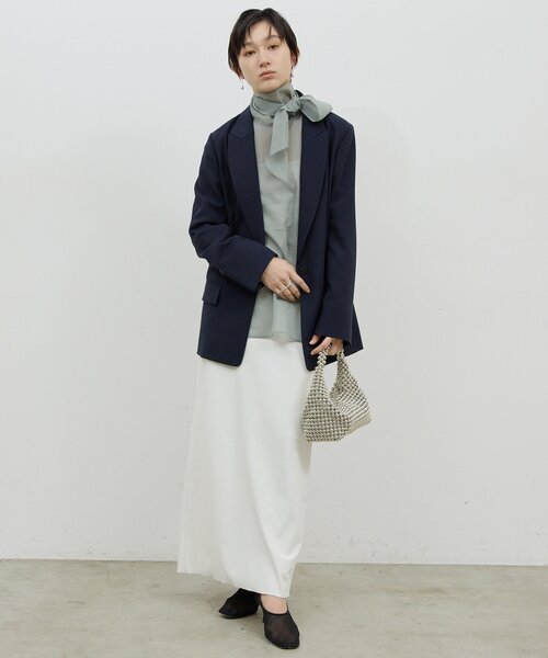 GALLARDAGALANTE（ガリャルダガランテ）の「【手洗い可】シアーボウタイブラウス（シャツ/ブラウス・レディース・ライトグレー/オフホワイト・FREE）」の3枚目の写真