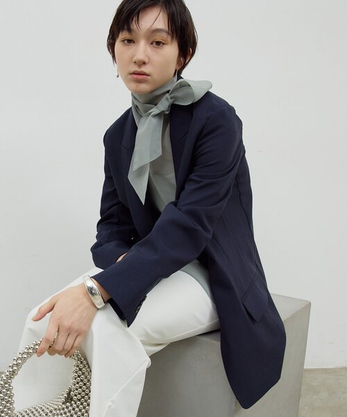 GALLARDAGALANTE（ガリャルダガランテ）の「【手洗い可】シアーボウタイブラウス（シャツ/ブラウス・レディース・ライトグレー/オフホワイト・FREE）」の4枚目の写真