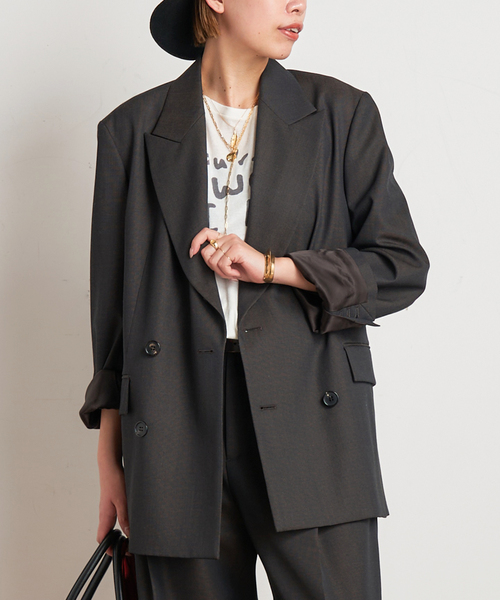 AP STUDIO（エーピーストゥディオ）の「dark check jacket（テーラードジャケット・レディース・ブラウン・36/38）」の22枚目の写真