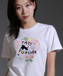 ウィメンズキャッツフォーエバー レギュラー 半袖Tシャツ_ホワイト
