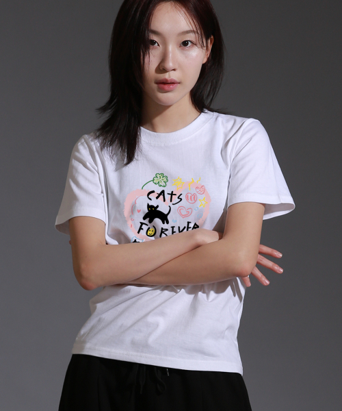 LIKE THE MOST(ライクザモースト)の「ウィメンズキャッツフォーエバー レギュラー 半袖Tシャツ_ホワイト(Tシャツ/カットソー・レディース・その他・S/M/L)」の2枚目の写真