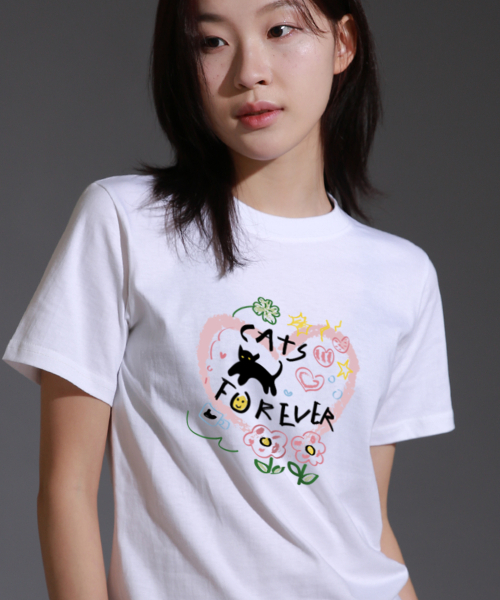 LIKE THE MOST(ライクザモースト)の「ウィメンズキャッツフォーエバー レギュラー 半袖Tシャツ_ホワイト(Tシャツ/カットソー・レディース・その他・S/M/L)」の3枚目の写真