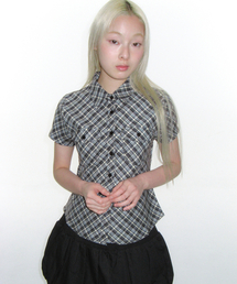 AMESWORLDWIDE（アメスワールドワイド）の「CHECK SHORTSLEEVE SHIRTS NAVY（シャツ/ブラウス）」