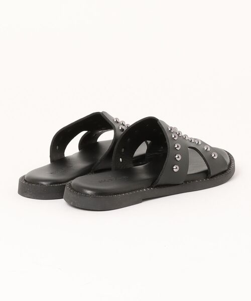 本革/フラット】スタッズデザイン サンダル ALL BLACK│Jeffrey