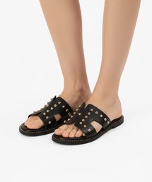 ALL BLACK（オールブラック）の「【本革/フラット】スタッズデザイン サンダル（サンダル）」