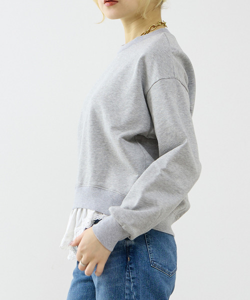 SOFFITTO（ソフィット）の「サテンドッキングスウェット（スウェット・レディース・トップグレー/ネイビー・FREE）」の5枚目の写真