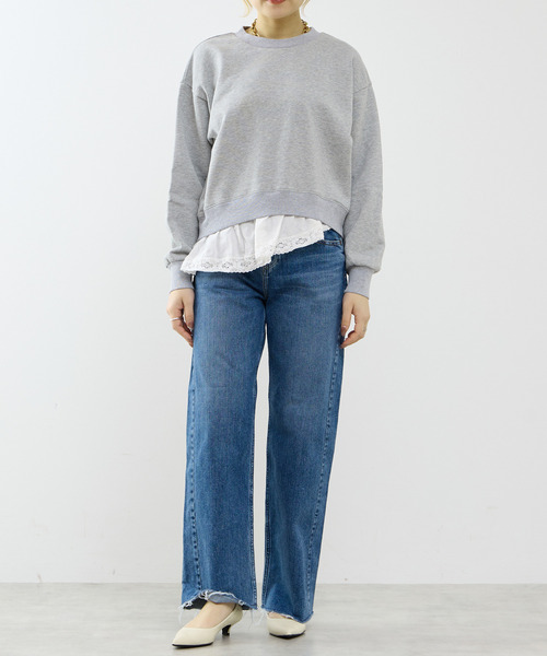 SOFFITTO（ソフィット）の「サテンドッキングスウェット（スウェット・レディース・トップグレー/ネイビー・FREE）」の6枚目の写真