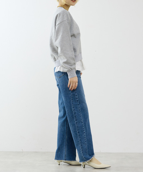 SOFFITTO（ソフィット）の「サテンドッキングスウェット（スウェット・レディース・トップグレー/ネイビー・FREE）」の9枚目の写真