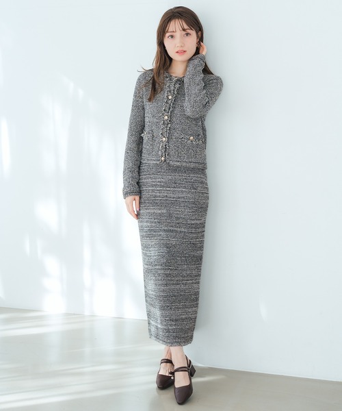 MISCH MASCH(ミッシュマッシュ)の「2026春夏新作 ツイード編みフリンジニットワンピース(シャツ/ブラウス・レディース・ベージュ/ブラック・フリ-)」の17枚目の写真