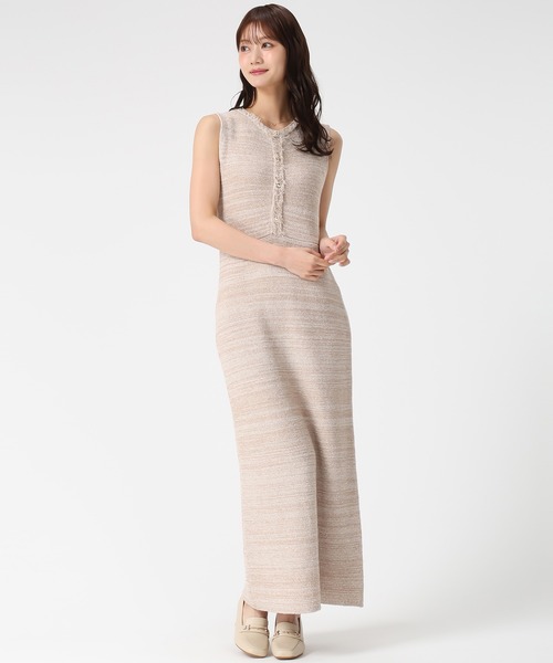 MISCH MASCH(ミッシュマッシュ)の「2026春夏新作 ツイード編みフリンジニットワンピース(シャツ/ブラウス・レディース・ベージュ/ブラック・フリ-)」の11枚目の写真