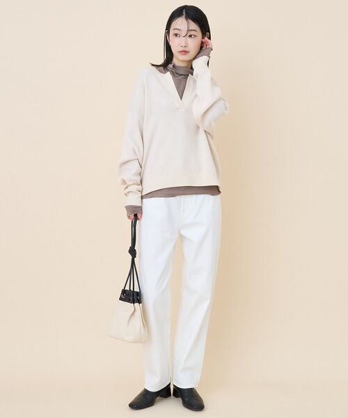 AMERICAN HOLIC(アメリカンホリック)の「シアーハイネックインナー(Tシャツ/カットソー・レディース・ブルー/オフホワイト/チャコールグレー/グレイッシュベージュ・L/M)」の10枚目の写真