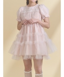merry jenny | チュールパフスリーブミニワンピース(ワンピース)